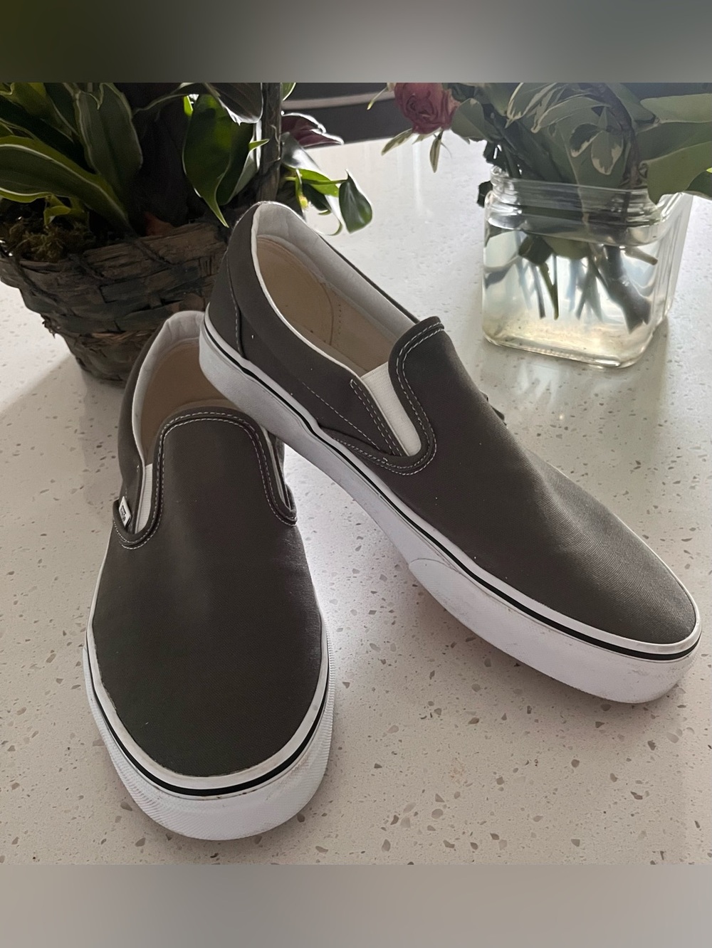 Men's Slip-On Canvas Sneakers in Dark Gray